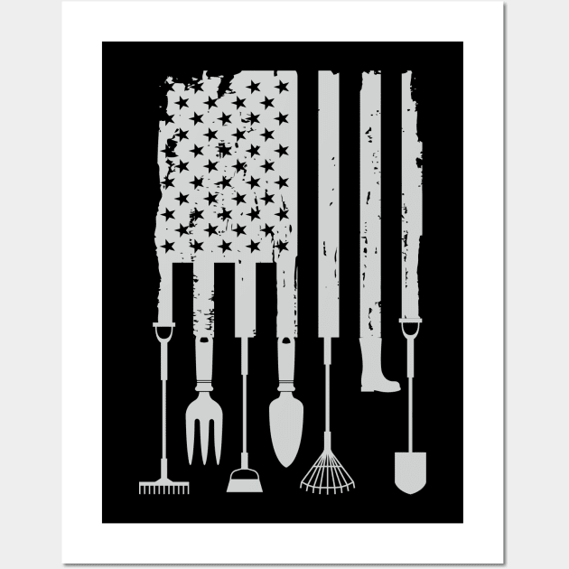 Vintage American Flag Gardener Gardening Tools 4th Of July Wall Art by mrsmitful01